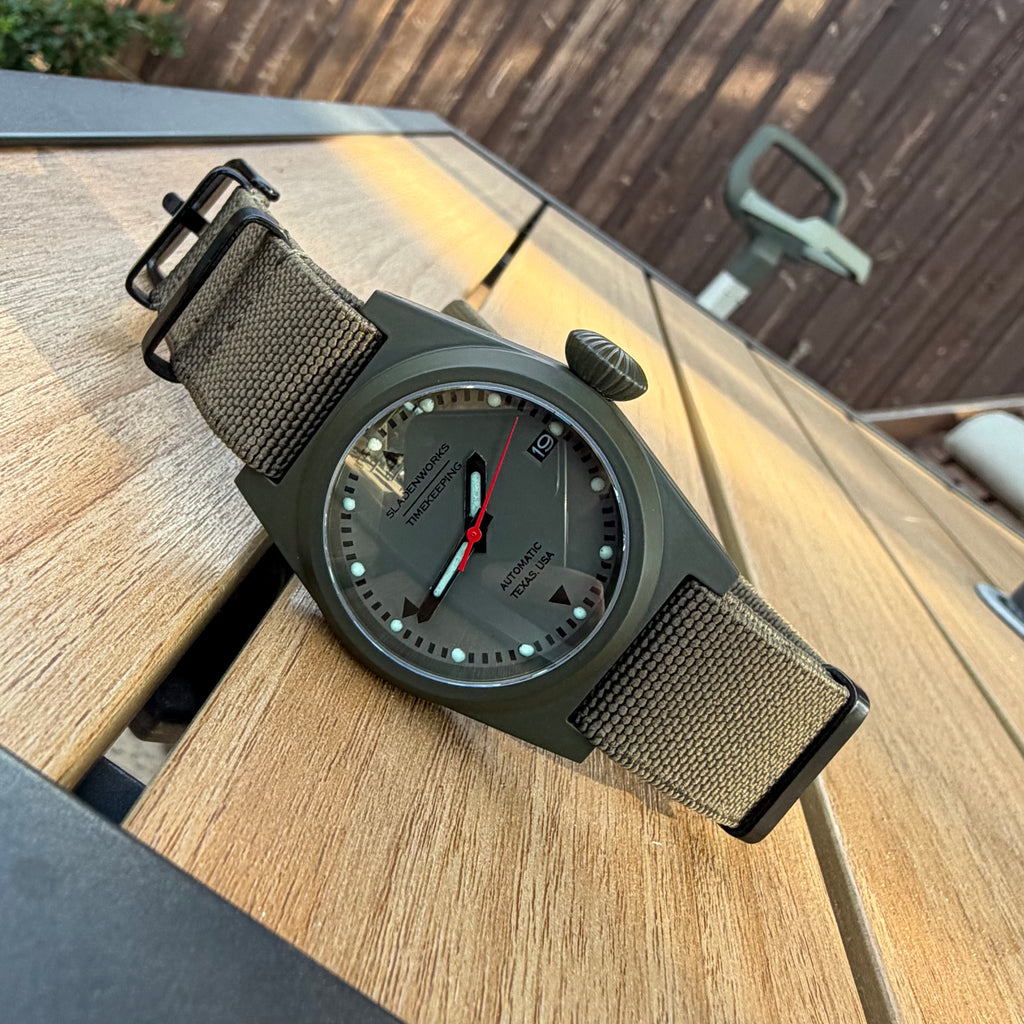 Sladenworks Field Watch - Big Crown 38mm Mil-Spec Green